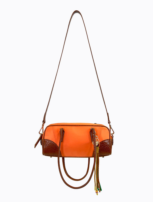 Brisk Barrel Bag - Orange / Tan